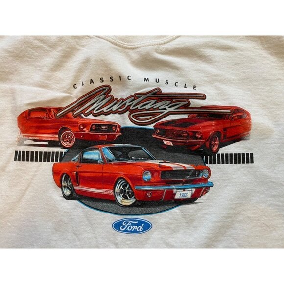 Ford Mustang Classic Muscle Car Graphic Tshirt Unisex 2XL / XXL White Red GT 350 - Picture 4 of 8